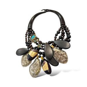 ALEXIS BITTAR Lucite Pendants with Crystal & Stone Accents Statement Necklace